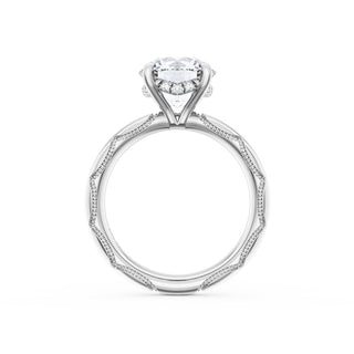 Round Solitaire Cigar Band Engagement Ring