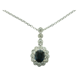 14KW B/SAPP & DIA NECKLACE