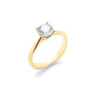 Classique Creations Round Diamond Hidden Halo Surprise Diamond Engagement Ring Z1812R