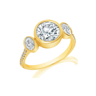 Classique Creations Round and Oval Three Stone Bezel Engagement Ring Z2949R