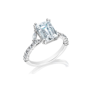 Classique Creations Emerald Diamond Marquise Split Shank Engagement Ring Z1768E