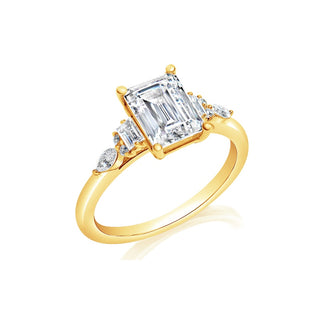 Classique Creations Emerald Diamond Cluster Engagement Ring Z2072E