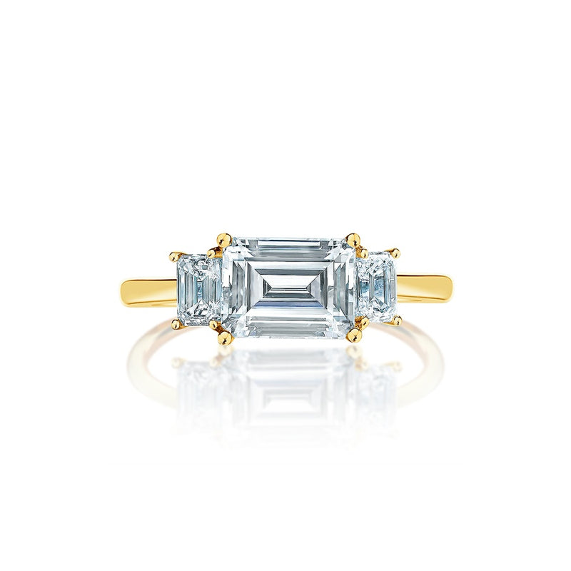 Classique Creations Emerald Three Stone Engagement Ring Z2395E