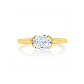 Classique Creations East West Oval Half Bezel Engagement Ring Z2795V
