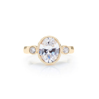 Classique Creations Oval Three Stone Hammer Finish Engagement Ring Z4081V