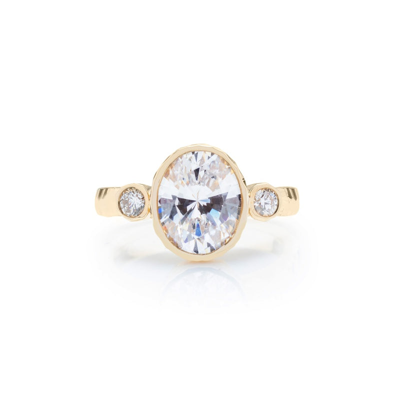 Classique Creations Oval Three Stone Hammer Finish Engagement Ring Z4081V