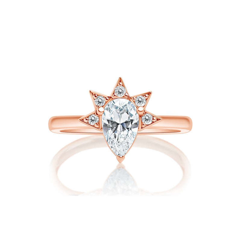 Classique Creations Pear Diamond Half Spike Halo Engagement Ring Z2010Z