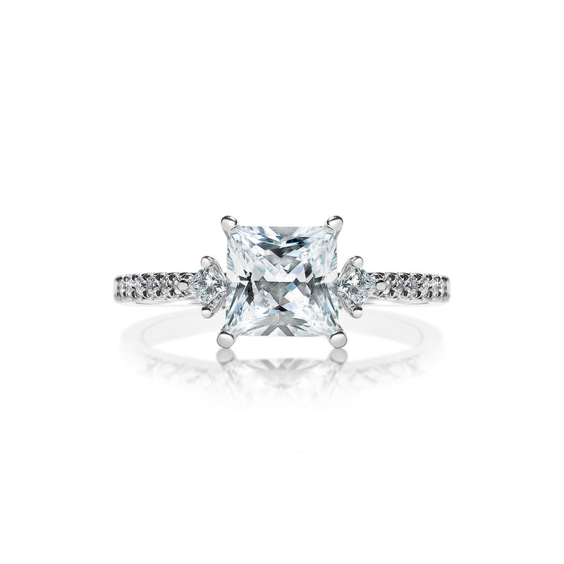 Classique Creations Princess Diamond Kite Sidestones Engagement Ring Z2037P