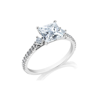 Classique Creations Princess Diamond Kite Sidestones Engagement Ring Z2037P