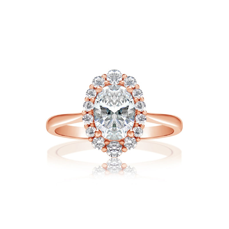 Classique Creations Oval Diamond Halo High Polish Band Engagement Ring Z1734VV