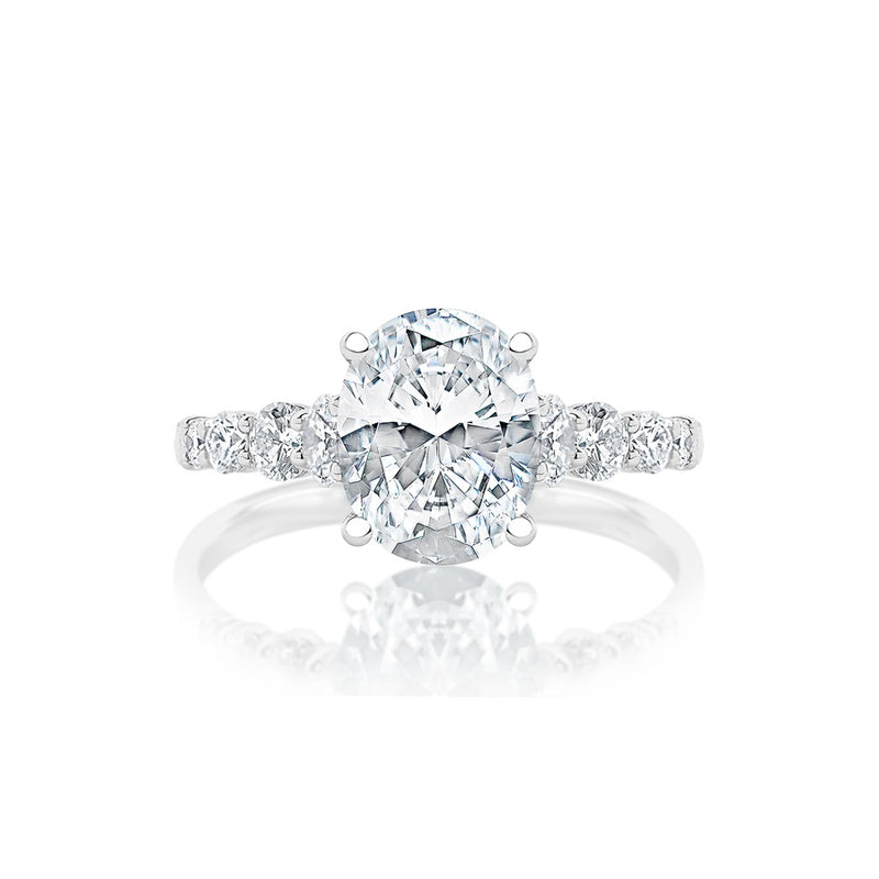Classique Creations Oval Diamond Round Diamond Graduated Shank Engagement Ring Z1514V