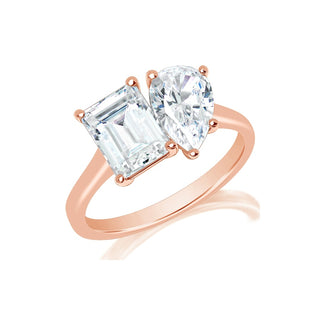 Classique Creations Emerald and Pear Toi et Moi Engagement Ring Z2824TM