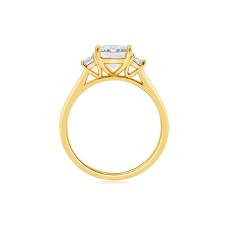 Classique Creations Emerald Diamond Three Stone Cathedral Set Engagement Ring Z2790E