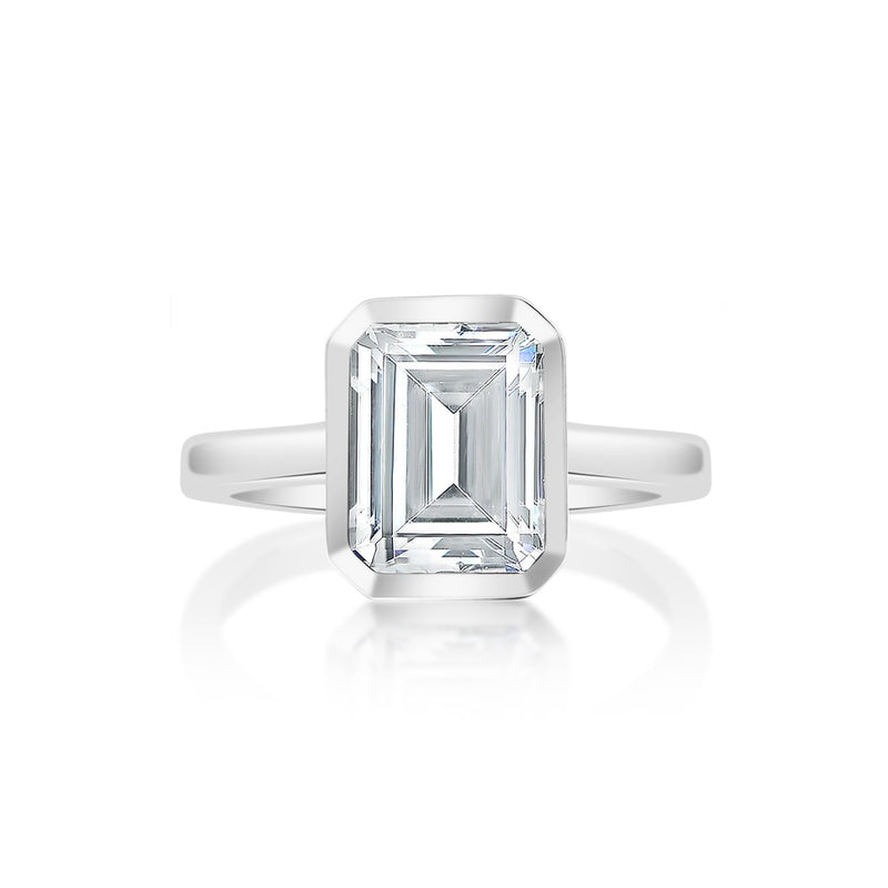 Classique Creations Emerald Bezel Set Solitaire Engagement Ring Z2794E