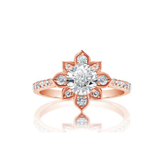 Classique Creations Round Diamond Flower Petal Halo Engagement Ring