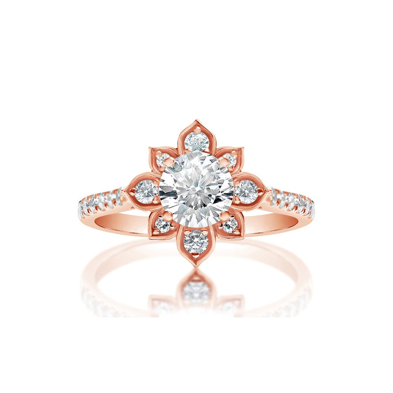 Classique Creations Round Diamond Flower Petal Halo Engagement Ring RB551GR