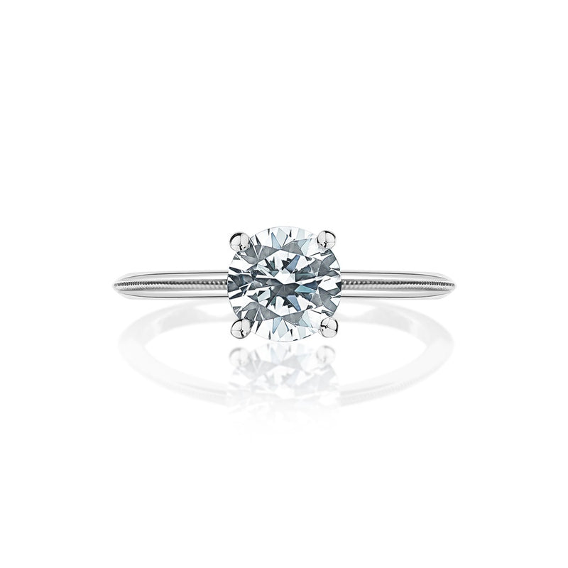 Classique Creations Round Solitaire Milgrain Band Engagement Ring Z1496R