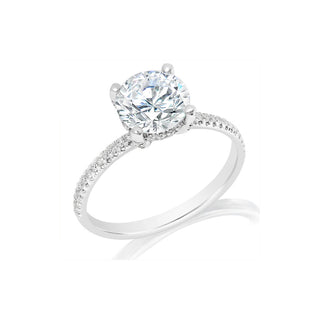 Classique Creations Round Diamond Hidden Halo and Prong Engagement Ring Z1497R