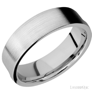 7 mm wide/Flat/Cobalt Chrome band with one 5 mm Centered inlay of Dinosaur Bone Tan.