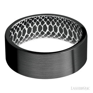 8 mm wide Flat Zirconium band featuring a White sleeve.