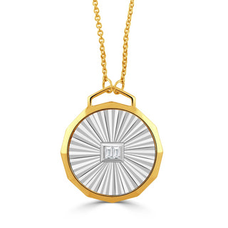 18KTT 2=.10CTW SI GH SUNBURST GEOMETRIC PENDANT