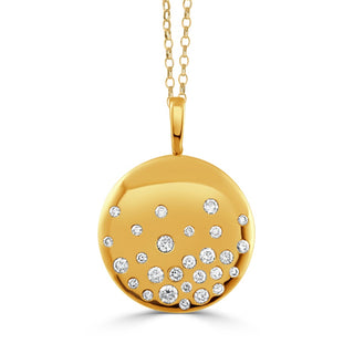 18KY CIRCLE PENDANT 27=0.50CTW