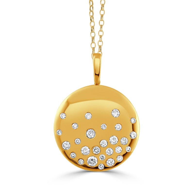 18KY CIRCLE PENDANT 27=0.50CTW