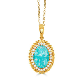 18KY CL.QZ/AZ/DIA NECKLACE