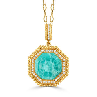 18KY CL.QZ/AZ/DIA NECKLACE