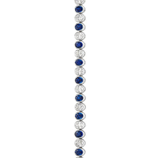 Bezel-Set Sapphire & Diamond Tennis Bracelet in Platinum