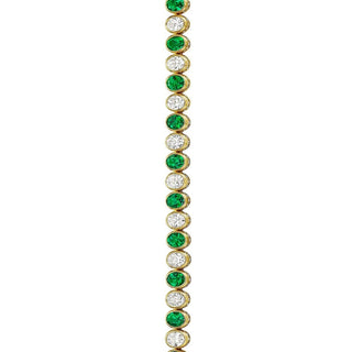 Bezel-Set Emerald & Diamond Tennis Bracelet in 18kt Yellow Gold