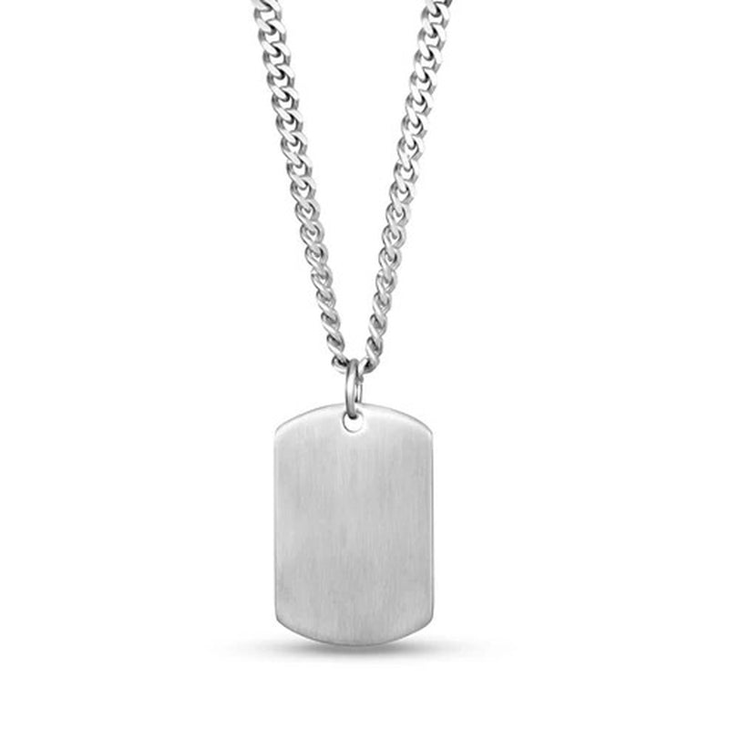 STEEL BRUSHED DOG TAG W/CHAIN