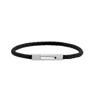 BLACK LEATHER BRACELET 4MM 7"