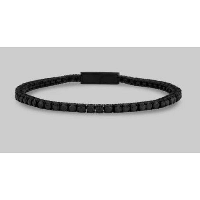 3MM BLACK STEEL C/Z TENNIS BRACELET 8"
