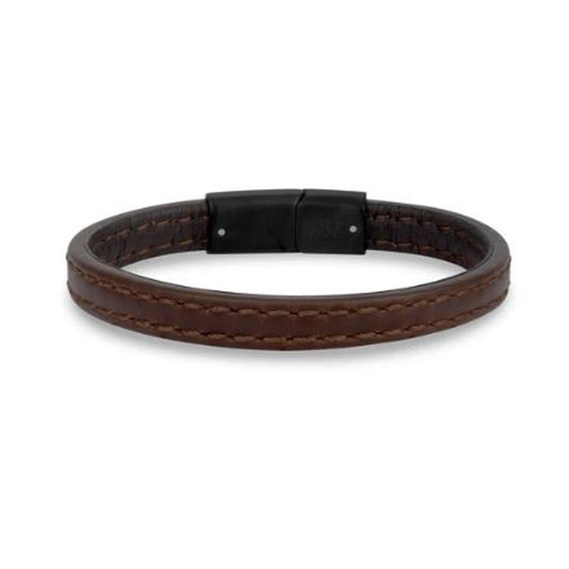 BROWN LEATHER BRACELET 8MM 8"