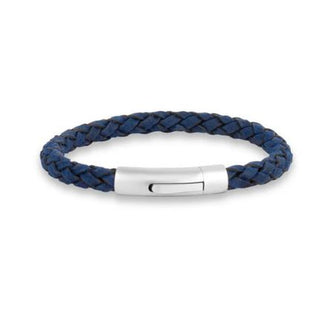 BLUE LEATHER BRACELET 6MM 7.5"