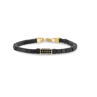 BLACK AND GOLD SQUARE BEADS STON SET 4MM