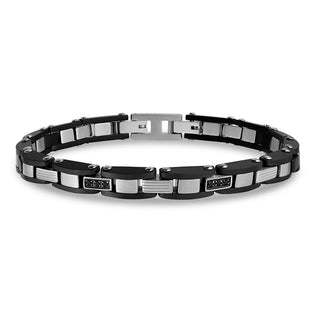 BLACK STEEL & STONE-SET BRACELET (7MM)