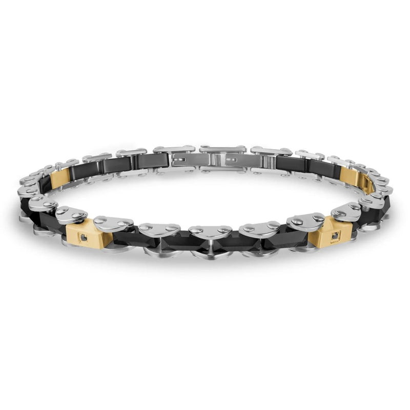 FACETED BLACK CERAMIC & GOLD LINKS