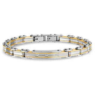 TWO-TONE STEEL & CUBIC ZIRCONIA
