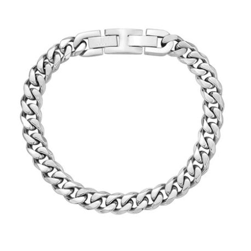 8MM STEEL CUBAN LINK FOLD-IN CLASP BRACELET