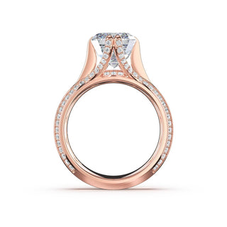 Emerald Wide Band Solitaire Engagement Ring in 18kt Rose Gold