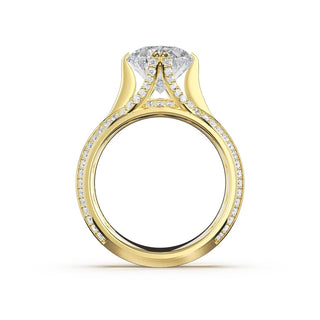 Oval Wide Band Solitaire Engagement Ring in 18kt Yellow Gold