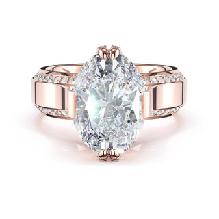 Oval Wide Band Solitaire Engagement Ring in 18kt Rose Gold