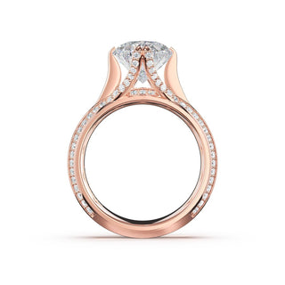 Oval Wide Band Solitaire Engagement Ring in 18kt Rose Gold