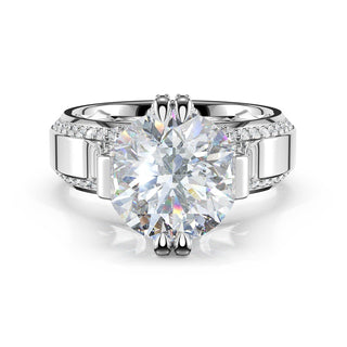Round Wide Band Solitaire Engagement Ring in 18kt White Gold