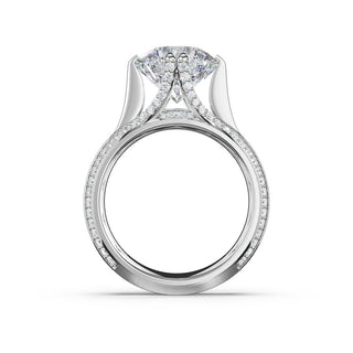 Round Wide Band Solitaire Engagement Ring in 18kt White Gold