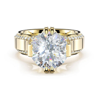 Round Wide Band Solitaire Engagement Ring in 18kt Yellow Gold