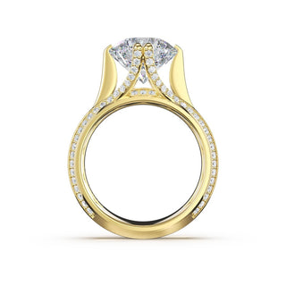Round Wide Band Solitaire Engagement Ring in 18kt Yellow Gold