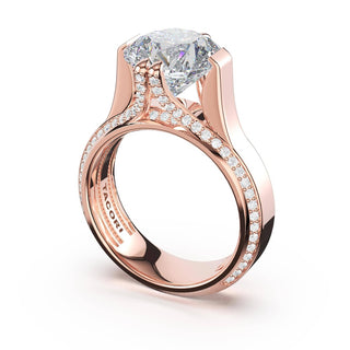 Round Wide Band Solitaire Engagement Ring in 18kt Rose Gold